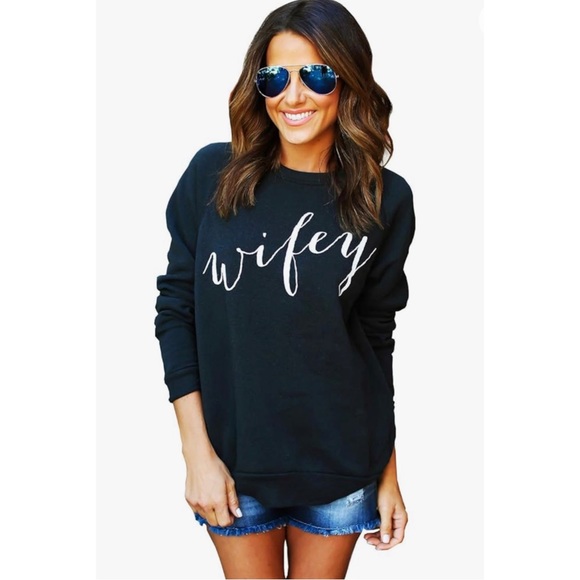 Wifey Tops - Wifey Black Sweatshirt Size M